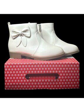 PandaNinjia Sofia Beige Dress Boots w/ Bow Accent Girls Sz 3 Ankle Booties NIB